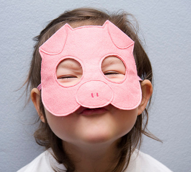 маска свиньи и поросенка своими руками из фетра к Новому году и к костюму свиньи