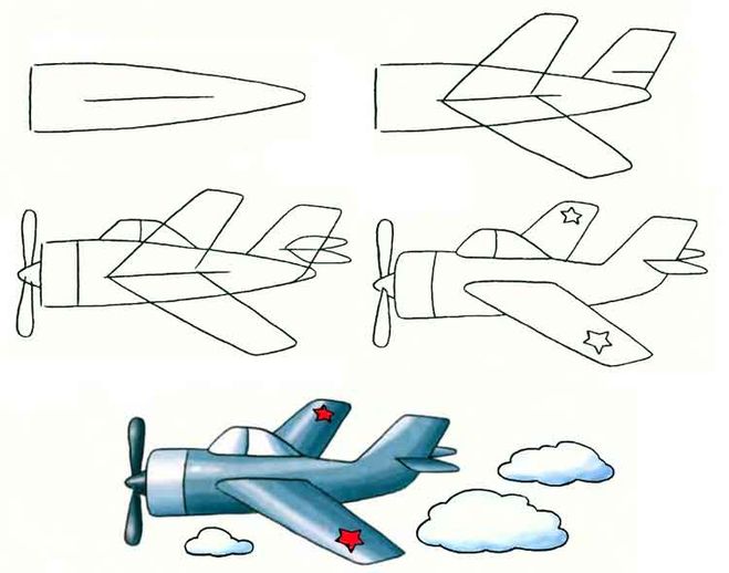 схема рисования самолета