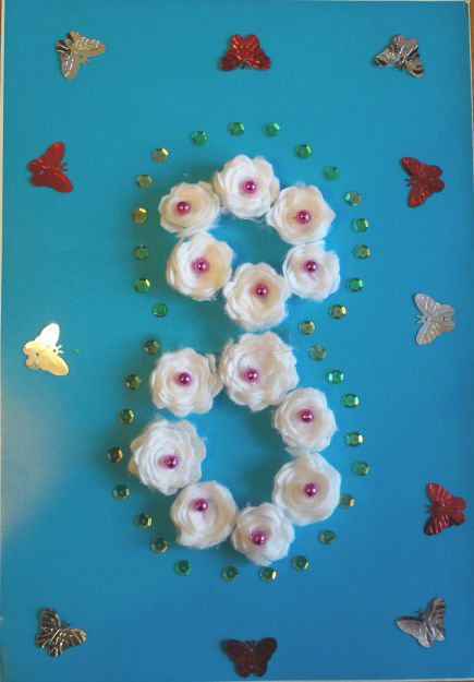 цветы из ватных дисков своими руками для 8 марта