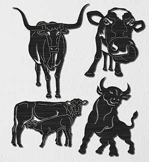 картинка с быком, коровой для украшения на окна в Новый год 2021