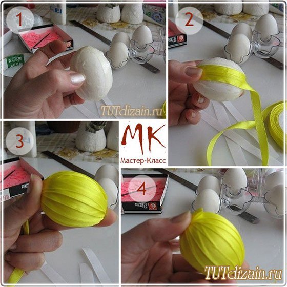Как сделать пасхальное яйцо из атласной ленты