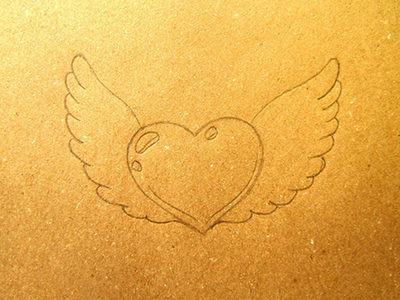 Сердце с крыльями рисунок, объемный эффект 3D поэтапно своими руками