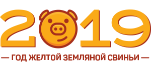 надпись "Новый год 2019" со свинкой на фоне надписи