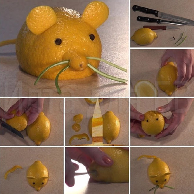 как сделать мышь из лимона на новый 2020 год