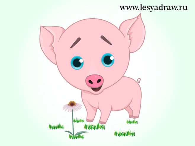 как нарисовать свинью поэтапно, как нарисовать поросенка поэтапно, 11 схем рисования свиьи и поросенка