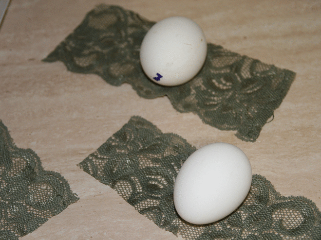покрасить пасхальные яйца с помощью кружева