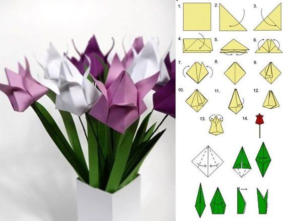 тюльпан оригами схема