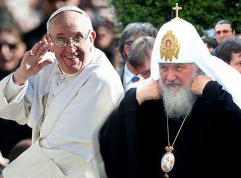 папа римский Франциск и патриарх Кирилл