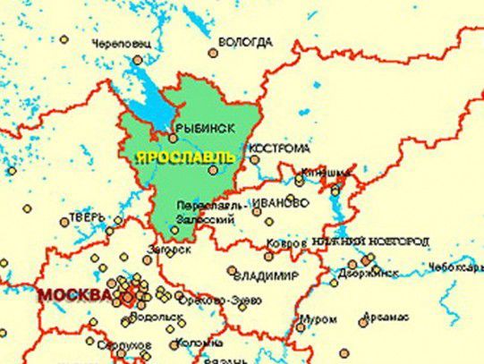 С какими областями граничит Ярославская область