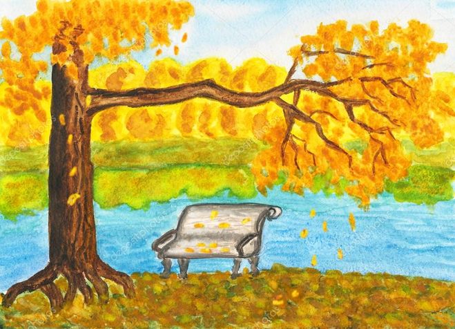 Рисование на тему золотая осень вместе с ребёнком для школы садика