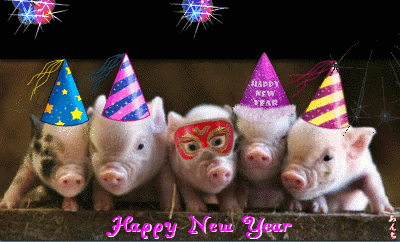 открытки гиф на Новый год Свиньи 2019