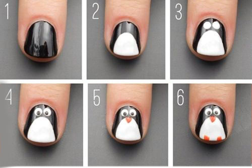 рисунок с пингвином на ногтях мастер-класс