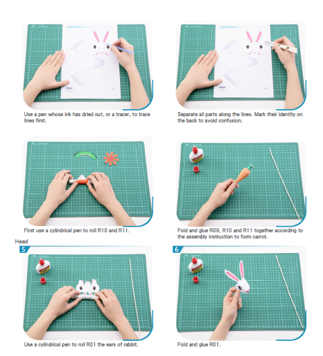 как сделать зайца, кролика в технике паперкрафт