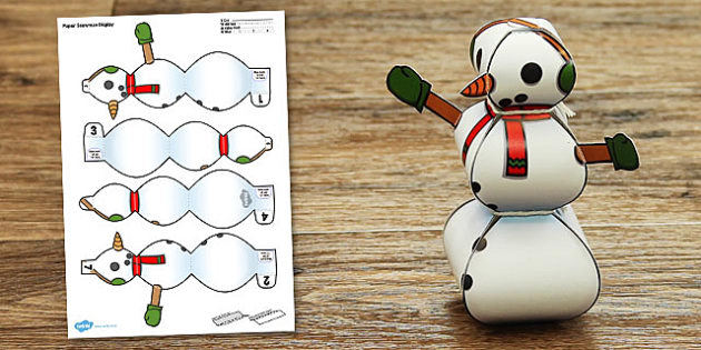 снеговик на Новый год в технике паперкрафт своими руками