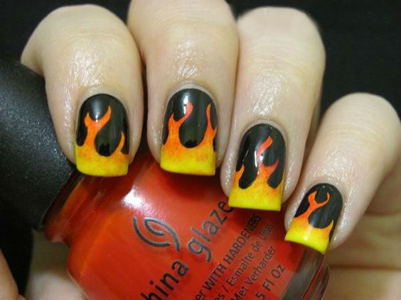 огненный маниюкр рисунок с огнем на ногтях