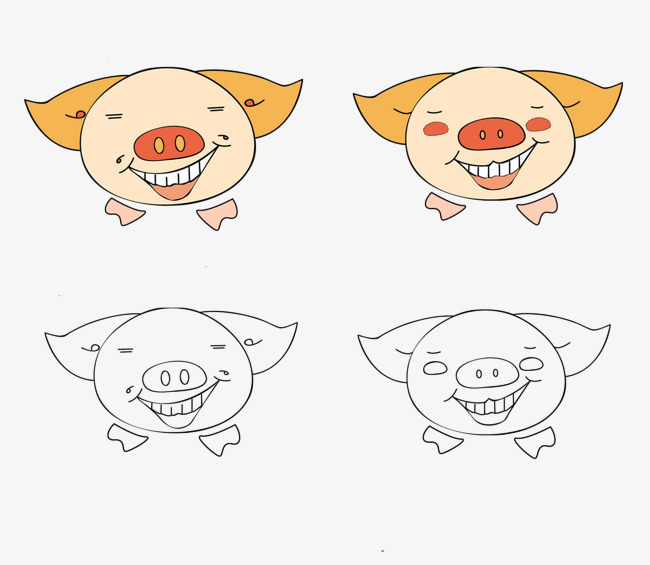 как нарисовать голову свиньи поэтапно