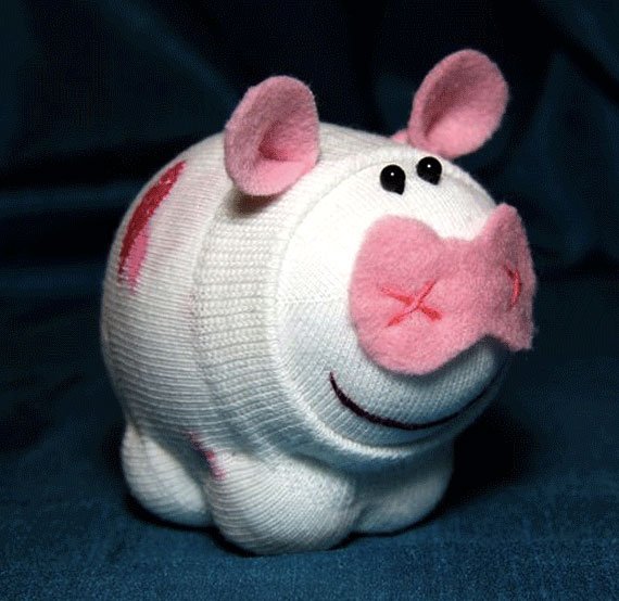 поделка свинка, свинья своими руками, мягкая игрушка свинка, как сшить свинью из носка, свинка из носка
