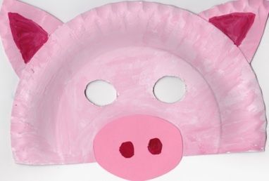 маска свиньи из бумажной тарелки