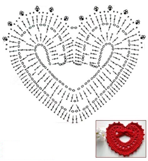 вязаное крючком сердце схема