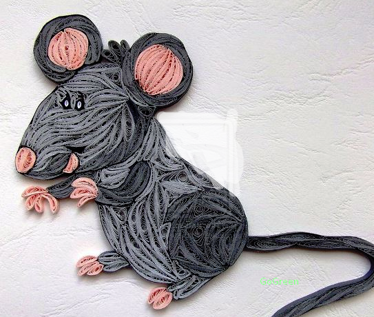 поделка мышка квилинг, объемная мышка, мышка 2020 своими руками