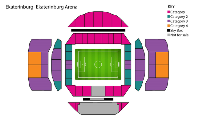Категории мест на стадионе в Екатеринбурге на ЧМ-2018