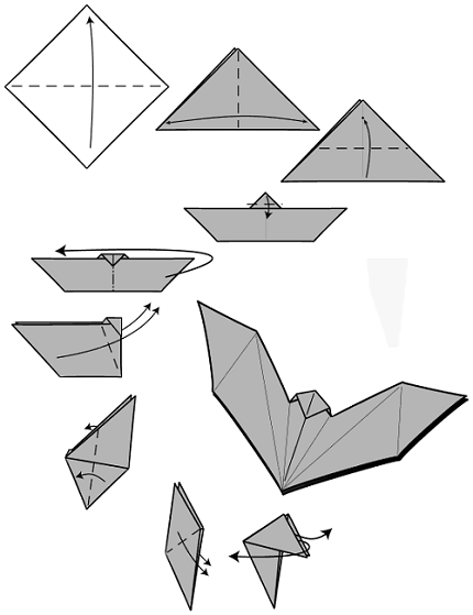 Летучая мышь оригами из бумаги своими руками
