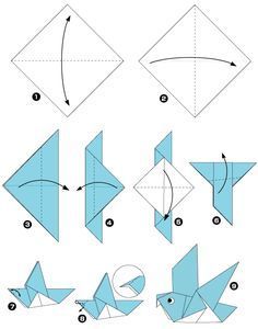 птица в технике оригами схема