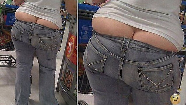 попа и джинсы