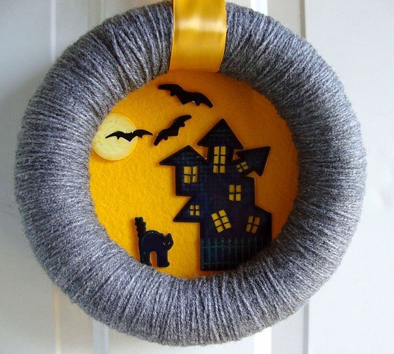 Домик на Хэллоуин из фетра панно