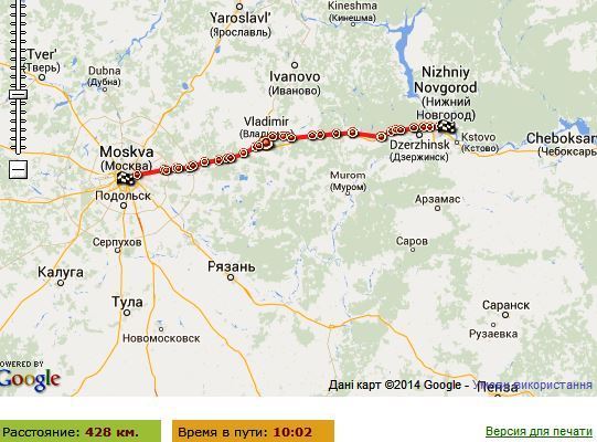 от Москвы до Нижнего Новгорода