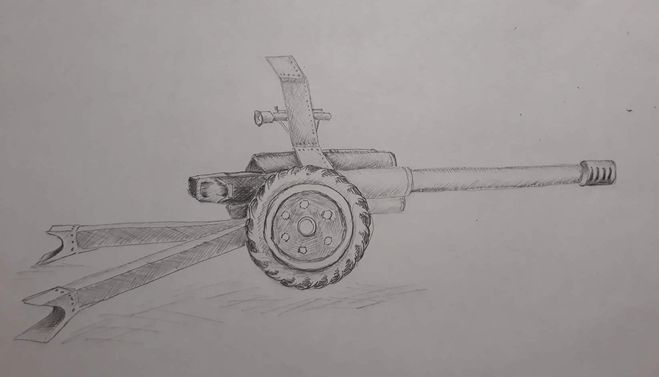 рисунок пушки поэтапно
