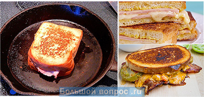 горячий бутерброд или сэндвич на сковороде