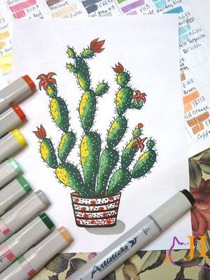 Как нарисовать кактус маркерами? Скетчинг