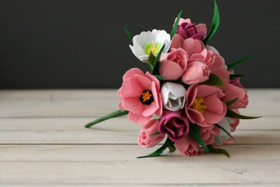 букет цветов из фетра для невесты своими руками