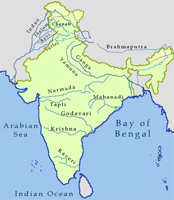 текст при наведении - крупнейшие реки Индии