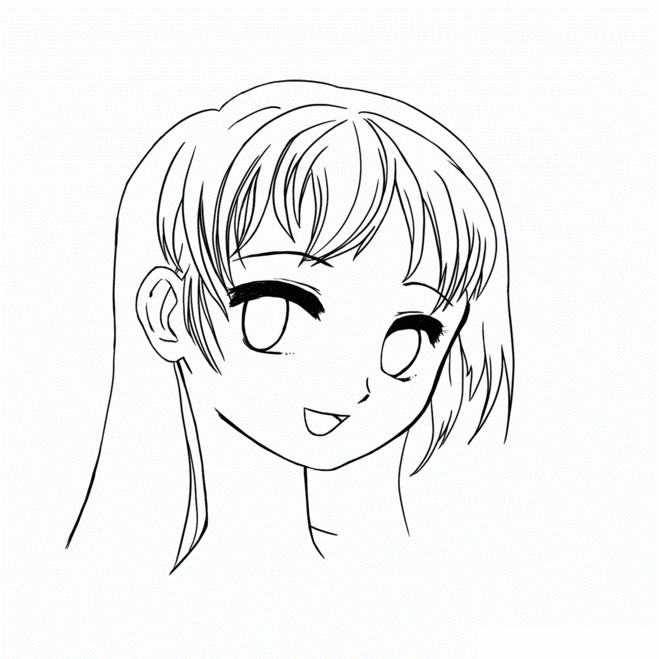 рисунок лицо девочки аниме