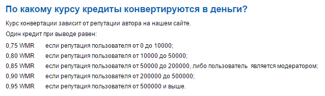 таблица конверсии кредитов в рубли