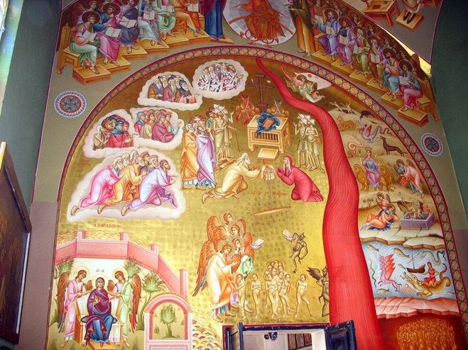 Икона Страшного Сдуа на стене храма Собора Двенадцати Апостолов в Капернауме