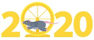 надпись из цифр "2020" и знака зодиака Мыши