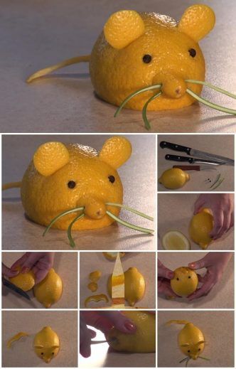 съедобная мышь из продуктов своими руками из лимона