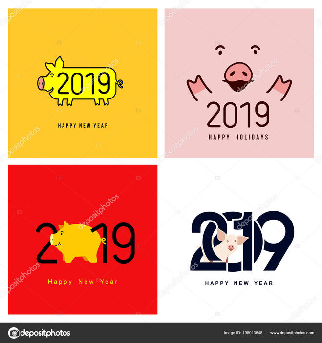 рисунки к 2019 году, надпись 2019 с поросенком, свиньей