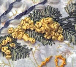ототкрытка  с мимозой на 8 марта вышивка лентами