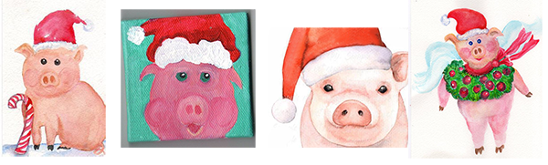 рисунки, картинки со свиньями, поросенком на Новый год