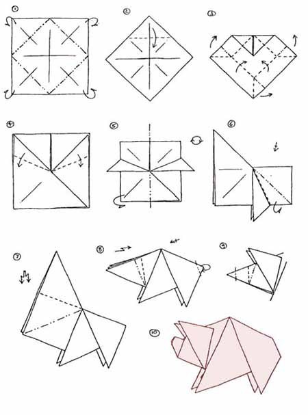 как сделать свинью из бумаги оригами