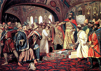 Иван III топчет ханскую грамоту
