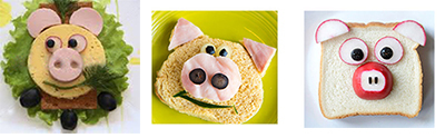 детский бутерброд в виде свиньи на новый год 2019
