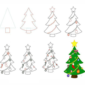 рисунок на Рождество своими руками вместе с детьми с елкой
