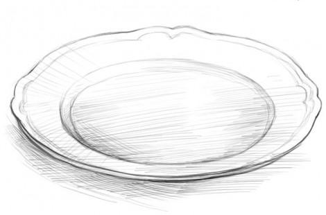 нарисовать Лиса и журавль поэтапно тарелку