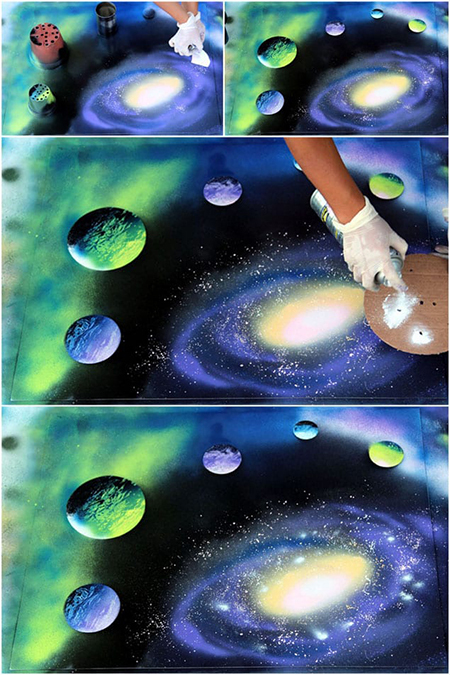 рисунок с галактикой своими руками спрей-краской