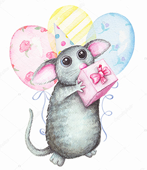 картинки с мышью (крысой) для поздравления с Днем Рождения